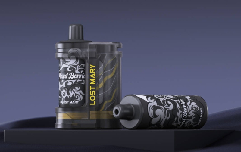 Устройство Lost Mary Psyper на белом фоне и рядом лежащий картридж